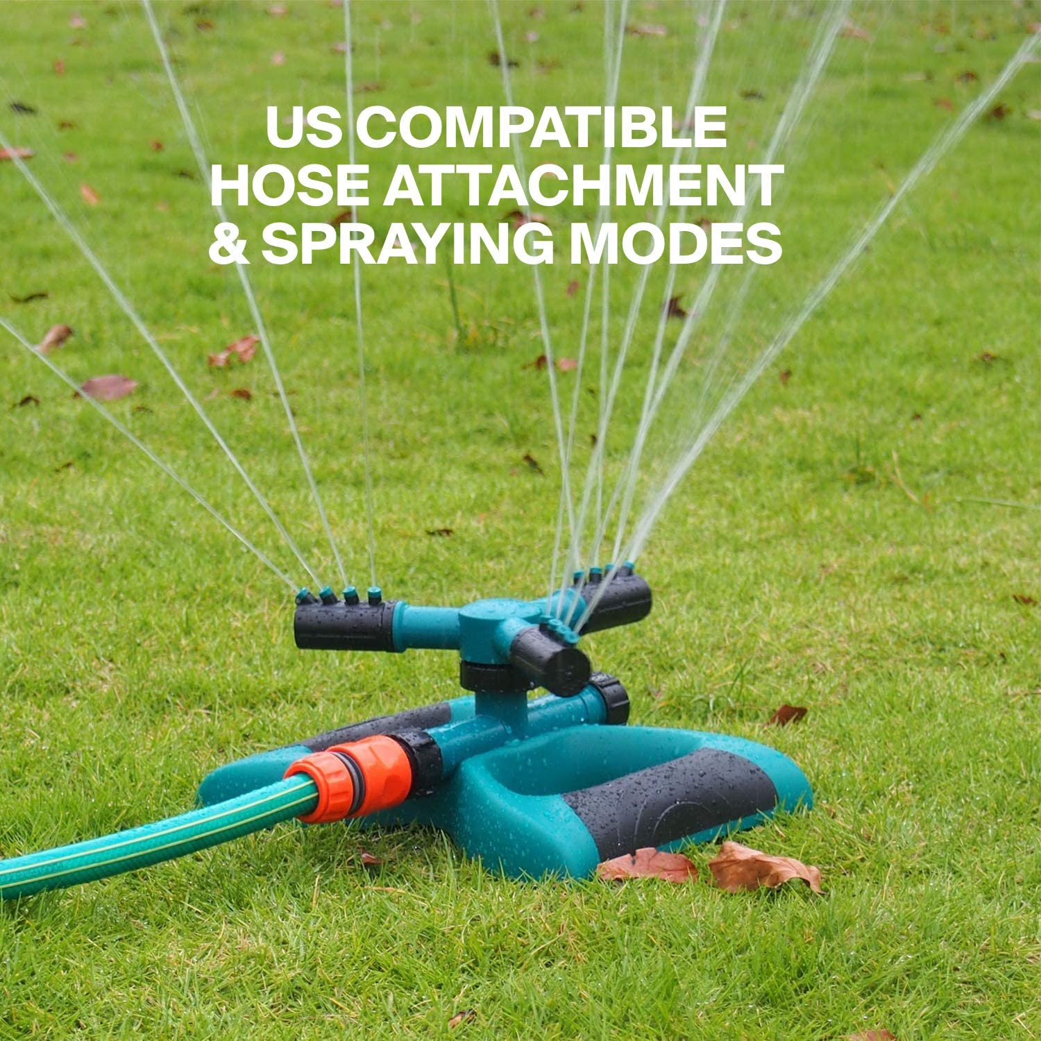 360 Degree Rotation Garden Sprinkler Green Automatic Spraying Large Area Coverage Suitable for Planting Irrigation and Children's Play 