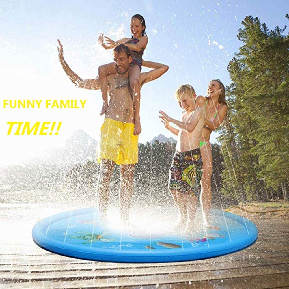 Large Inflatable Outdoor Sprinkler pad for Children Infants Toddlers,Boys FindUWill 68 Sprinkle and Splash Play Mat Pad Toy Girls and Kids,Inflatable Water Toys 