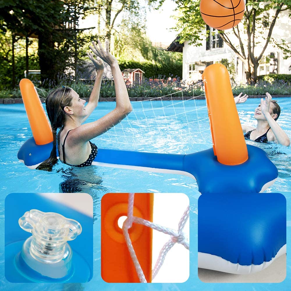 Basketball & Volleyball Sets Inflatable Pool Float Net " Hoops Balls Included 
