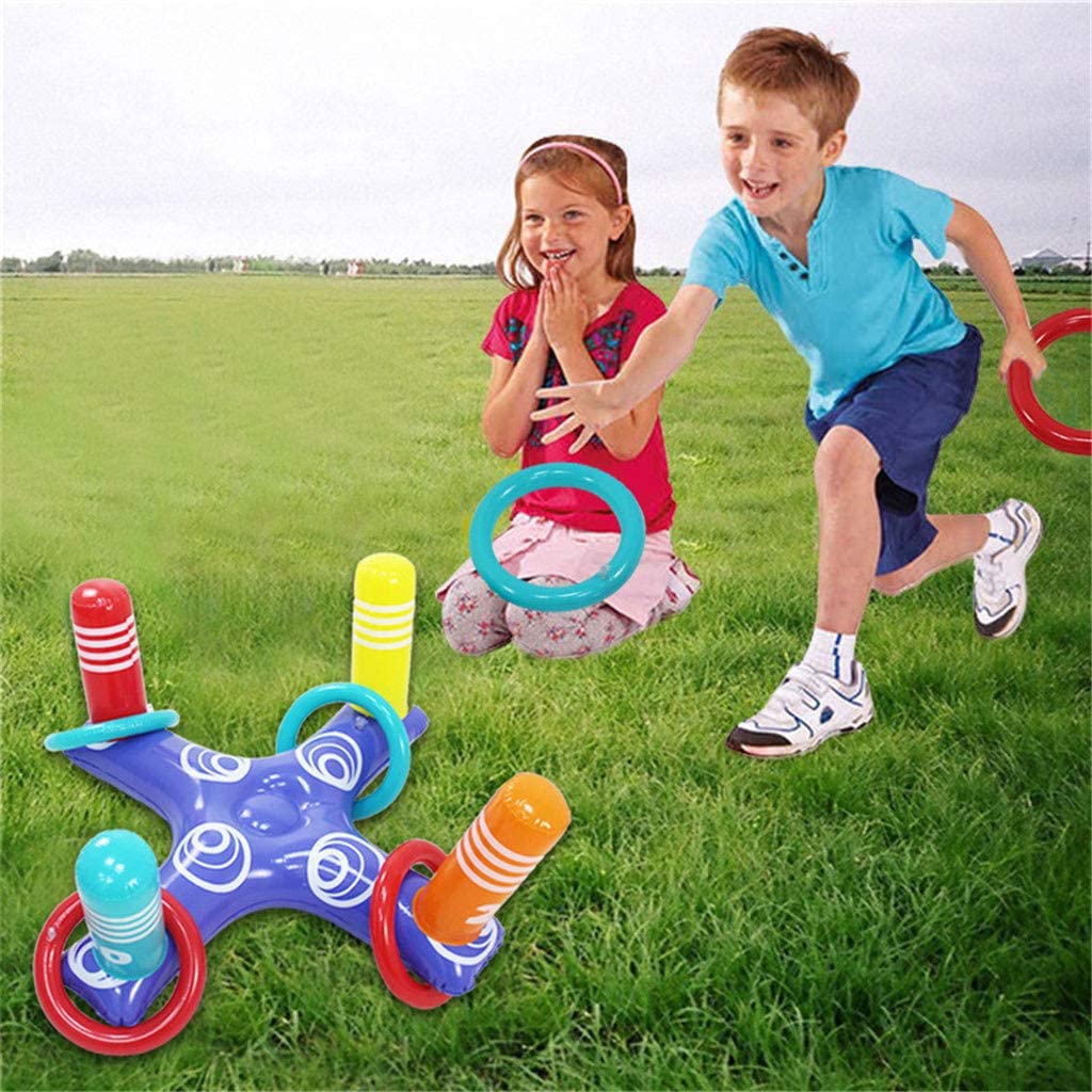SAERI Inflatable Pool Ring Toss Games Toys Set Swimming Pool Floating Toss Ring Water Pool Games Toys with 4pcs Rings for Children Adults Family