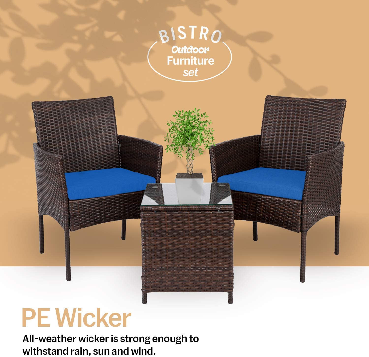 Decor Patio Wicker Bistro Set, Outdoor Porch Furniture Sets